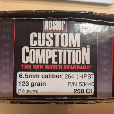 Kuler 6,5 Nosler CC 123gr  - Hjemmelading