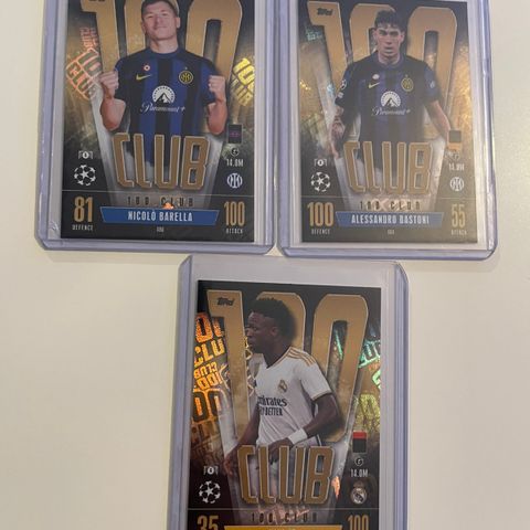 3 Topps 100 Club fotballkort