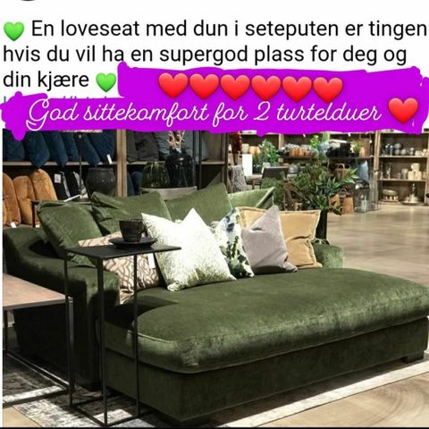 Nydelig grønn veloursofa - loveseat