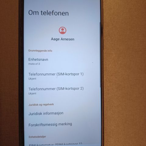 Motorola e13, 6,5"skjerm