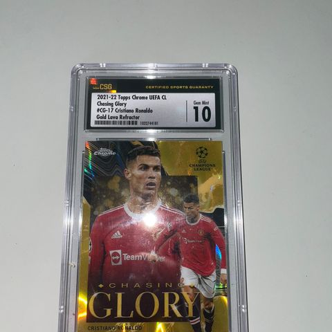 CSG GEM Mint 10,   Cristiano Ronaldo 21/22 Tops chrome UEFA CL, Gold lava.