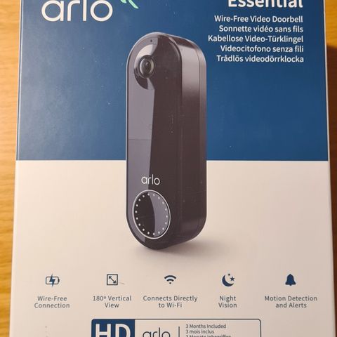 Arlo Essential WiFi videoringeklokke, fabrikkny, uåpnet