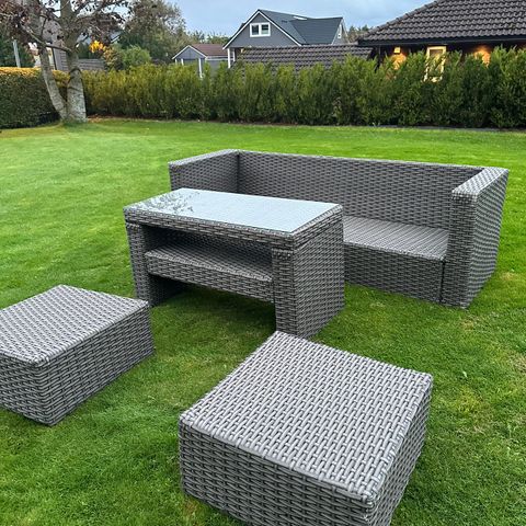 Sofa, 2 krakker og bord