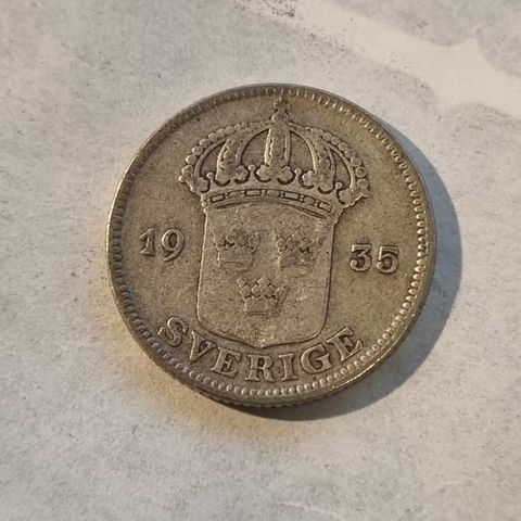 50 öre 1935 Sverige, sølvmynt