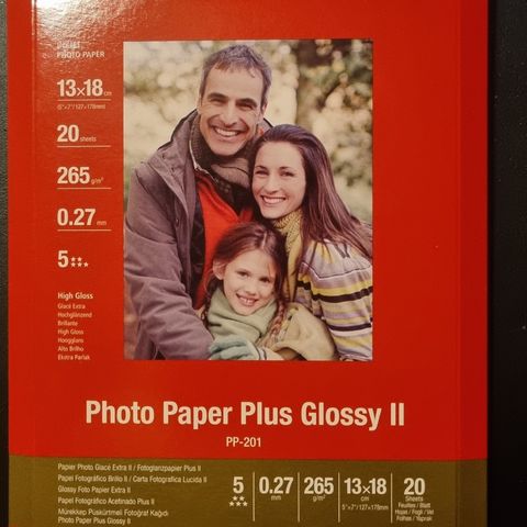 Canon fotopapir PP-201 Plus Glossy II 13x18cm 20stk (18 igjen i pakken)