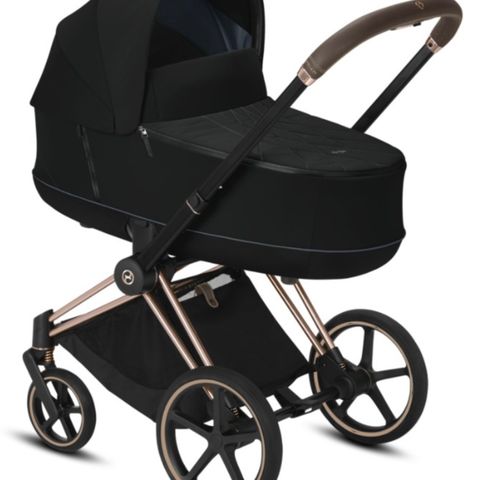 Cybex e-priam rose gold/black med Lux carry cot og sittedel