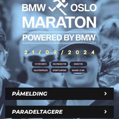 Startnummer til Oslo maraton - maraton, halvmaraton eller 10km for Grethe