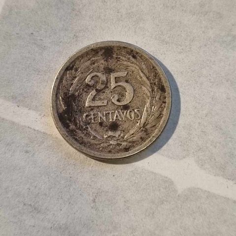 25 centavos 1953 El Salvador, sølvmynt