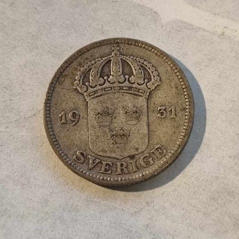 50 öre 1931 Sverige, sølvmynt