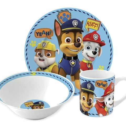 Paw Patrol barneservise i tre deler. Ubrukt