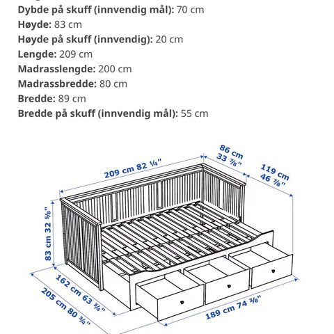 Godt brukt hvit Hemnes seng fra IKEA, må hentes 30.9 eller 1.10.