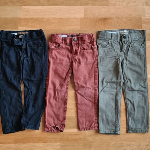 H&M 3-Pack relaxed tapered fit bukse, str. 98