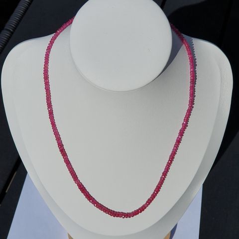 Thai Ruby Rubin Bead Sølv 925 Silver Necklace Halskjeder 60cts