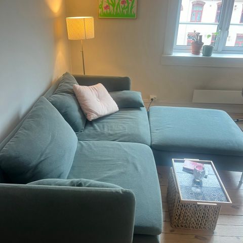 Fin 3-seters Söderhamn sofa i grønn/blå + puff