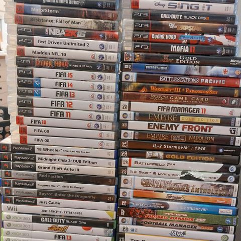 Xbox360, Wii, PS2, PS3, PS4, og PC spill