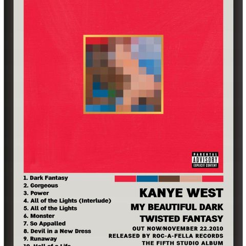 Kanye West album covers i ramme (Kanye West, 21 Savage, Metro Boomin,