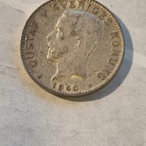 1 krona 1940 Sverige, sølvmynt