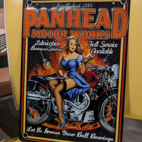 Panhead motor works skilt