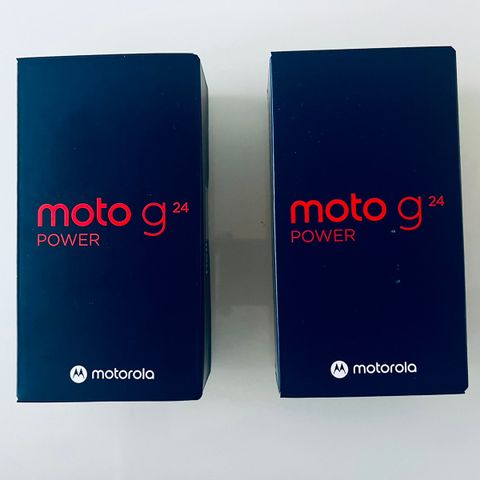 Helt ny uåpen To Motorola moto g24 power 256 GB smarttelefon til salg.