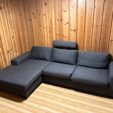 Sofa med sjeselong, 3 seter