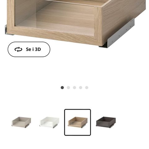 3 stk Ikea komplement beige skuff med glassfront 50x58