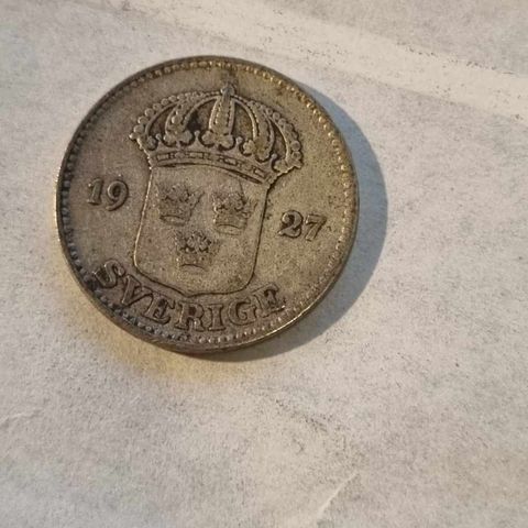 25 öre 1927 Sverige, sølvmynt