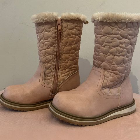 Rosa fôrete boots med glidlås