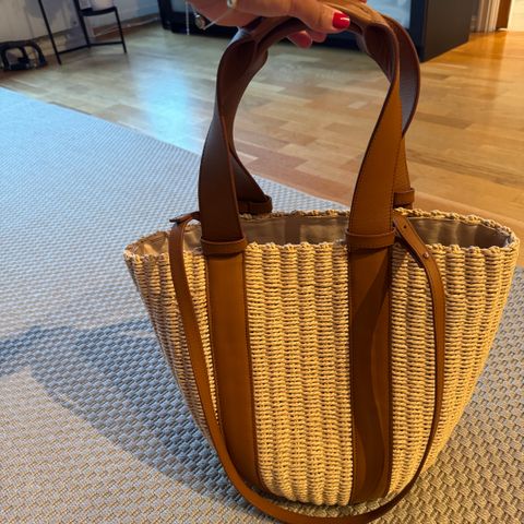 Straw leather bag