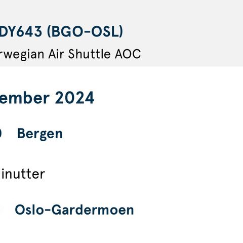 Flybilletter Bergen-Oslo tur/retur