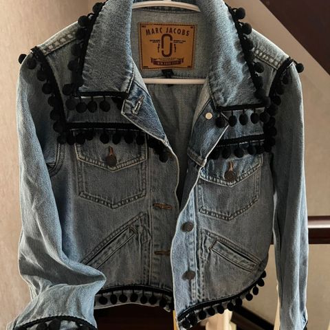 Marc Jacobs Indigo Denim Shrunken Pom Pom Jacket