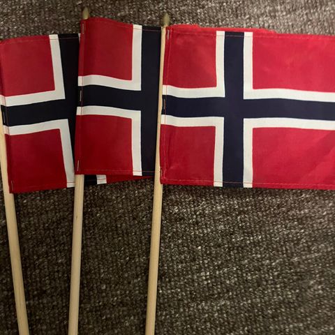 3 Norske flagg på pinne