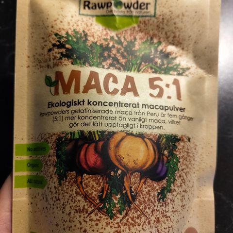 Maca 5:1 økologisk pulver fra Rawpowder