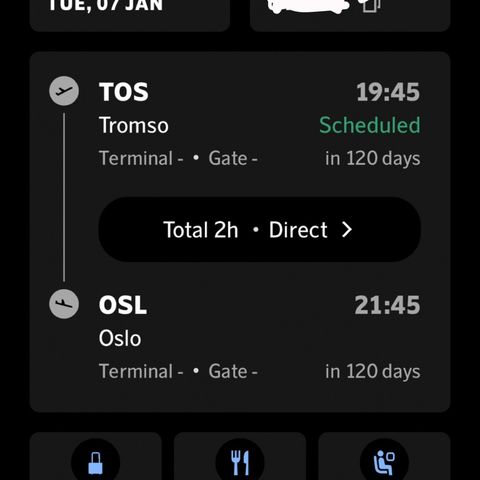 1 stk. flybillett (Én vei) Tromsø -> Oslo, 07. januar 2025 kl. 19:45