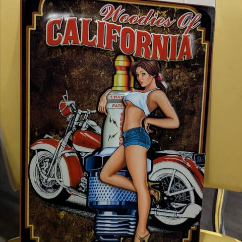 California pinup dame skilt