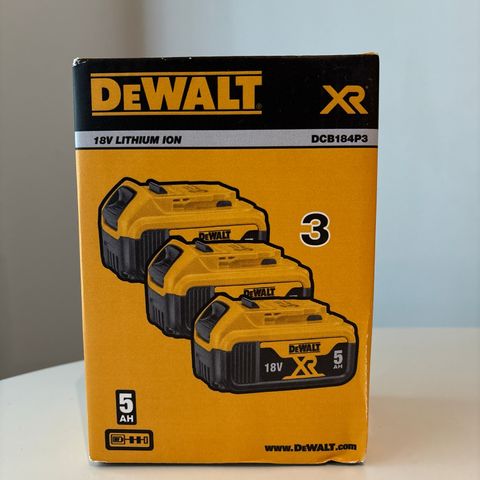 DeWalt DCB184P3 18V batteri kit 3 x 5AH