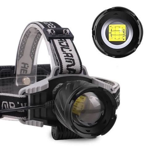 Kraftig hodelykt - 5000 Lumen - LED - Zoom - IP55 Sprutsikker