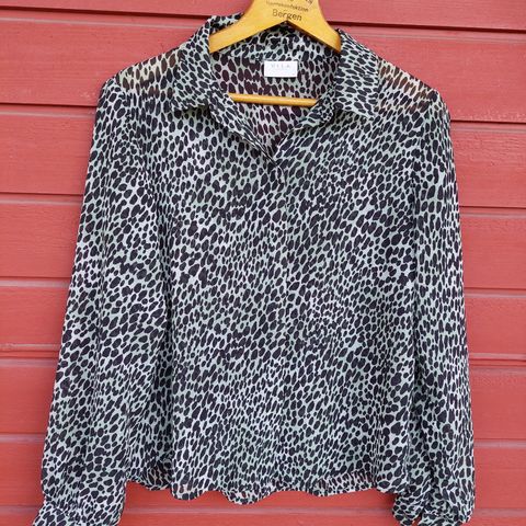 Grønn svart leopard bluse Vila str. 38