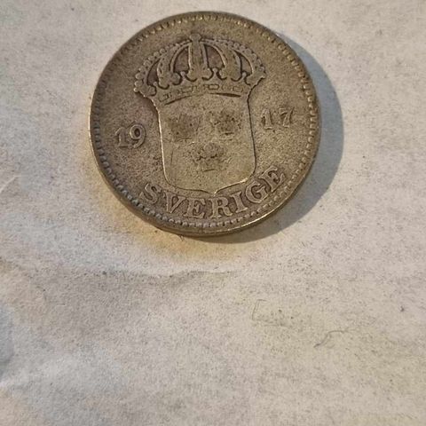 25 öre 1917 Sverige, sølvmynt