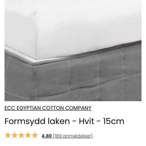 Nytt formsydd laken i egyptisk laken  hvit til overmadrass!