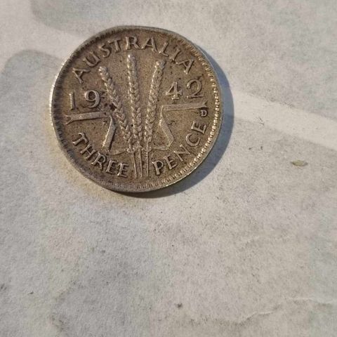 Three pence 1942-D Australia, sølvmynt