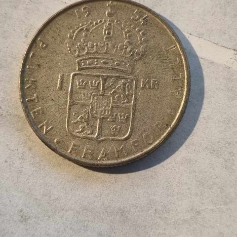 1 krona 1954 Sverige, sølvmynt