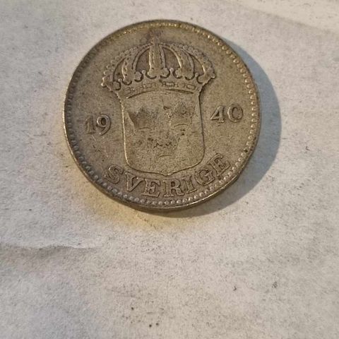 25 öre 1940 Sverige, sølvmynt