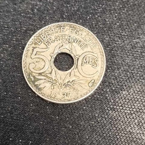 5 centimes 1937 Frankrike