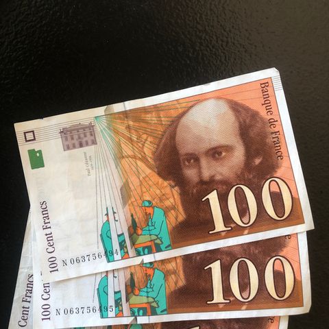 Frankrike 100 francs   3stk.  280kr