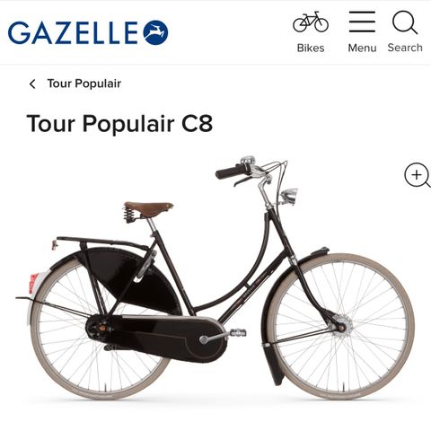 Gazelle Tour Populair Dutch bike bysykkel dame svart str. 57