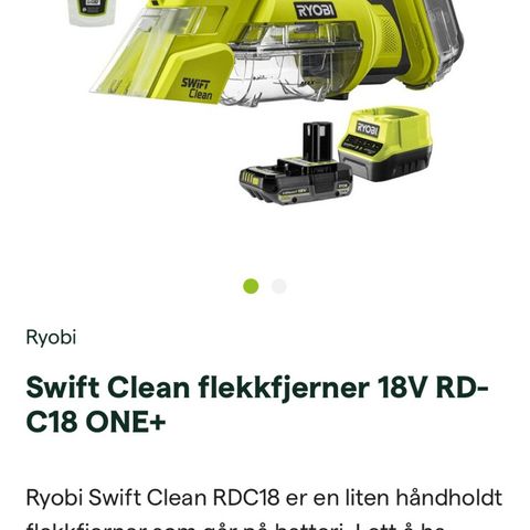 Ryobi rensemaskin brukt en gang med batteri og lader selges 1500kr