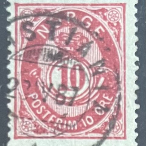 Norge frimerker stemplet, nk 53 I, 10 øre 20 mm 1886, plate 1, pent