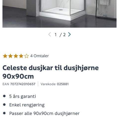 Celeste dusjkar til dusjhjørne