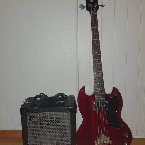 Epiphone EB-0 elektrisk bass & roland cube 20x forsterker