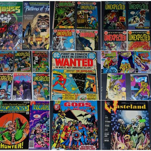 DC-comivs 70-tallet og nyere. Unexpected, Warlord, Weird Worlds, etc